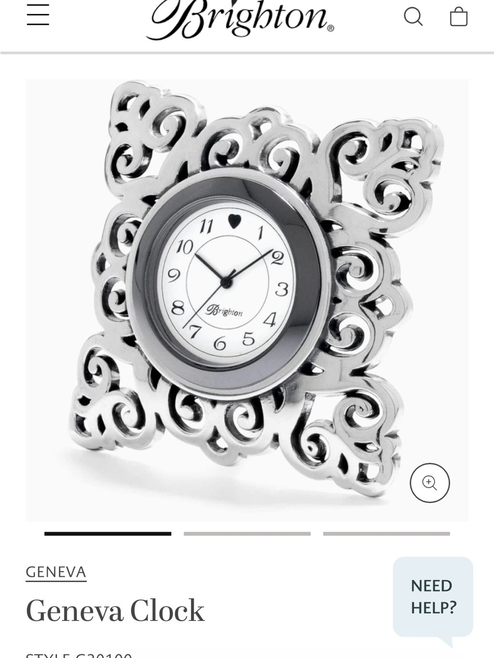 Brighton silver clock